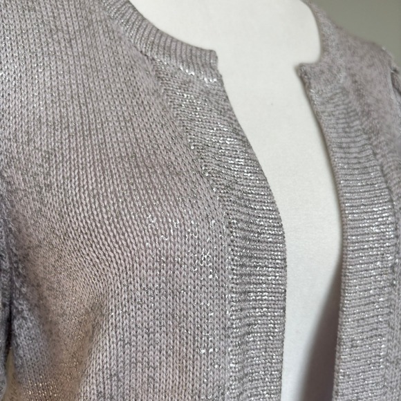 Line The Label Women's Size Medium Cardigan Gray Metallic Knit Office Chic - Picture 4 of 9